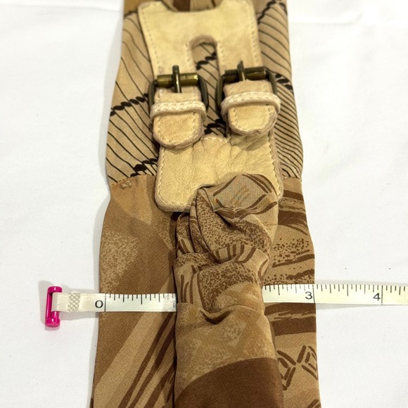 Collection PRIVEE LUX Silk Leather Belt Brown Mixed Print Buckle Womens Small main image 7
